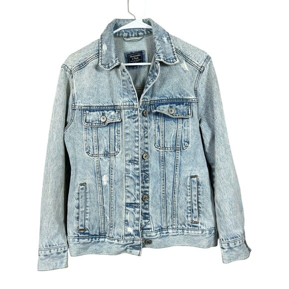 Abercrombie & Fitch Denim  Distressed‎ Women’s Jean Trucker Jacket Size Small - Picture 1 of 13